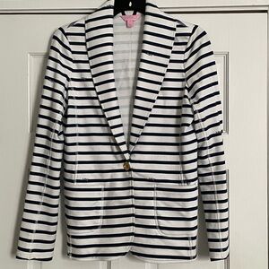 Lilly Pulitzer Blazer - Navy Blue & White stripe